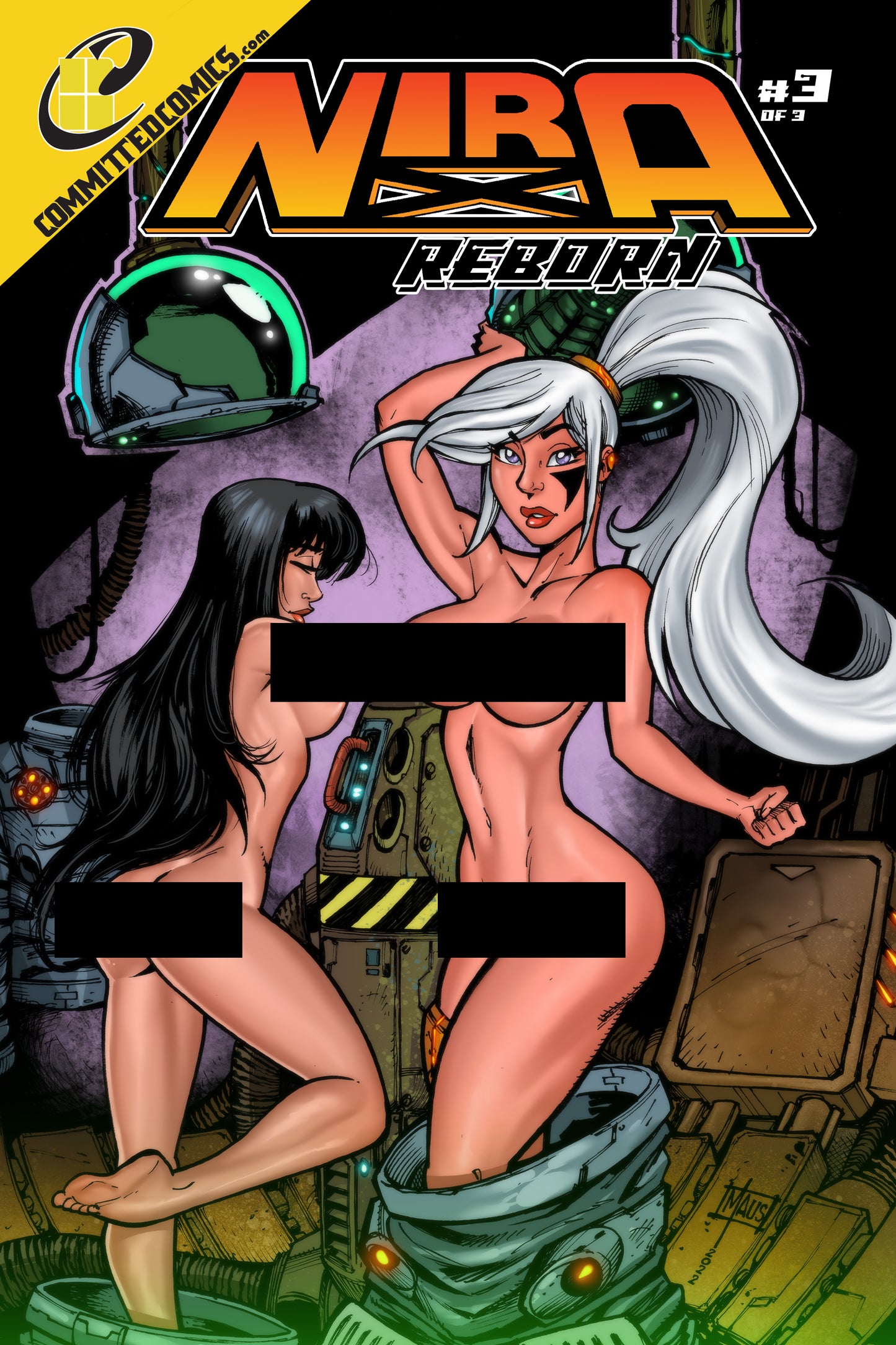 Comic book cover featuring two characters in a sci-fi setting with a prominent 'Nira' title.